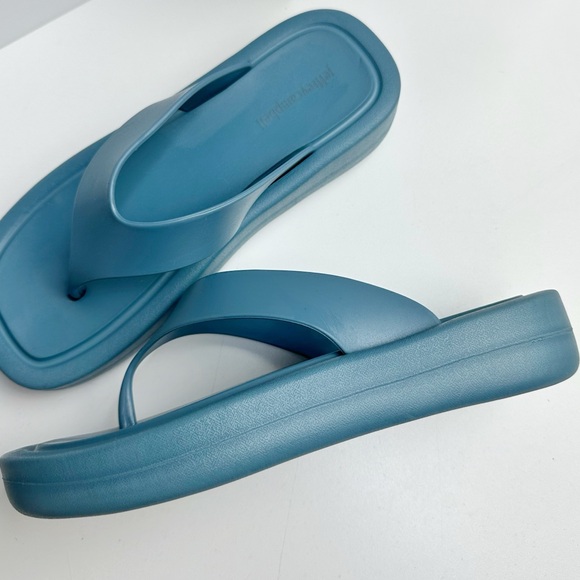 Jeffrey Campbell Anthropologie Darcie Platform Turquoise Blue Flip Flops Size 9 - Picture 11 of 11